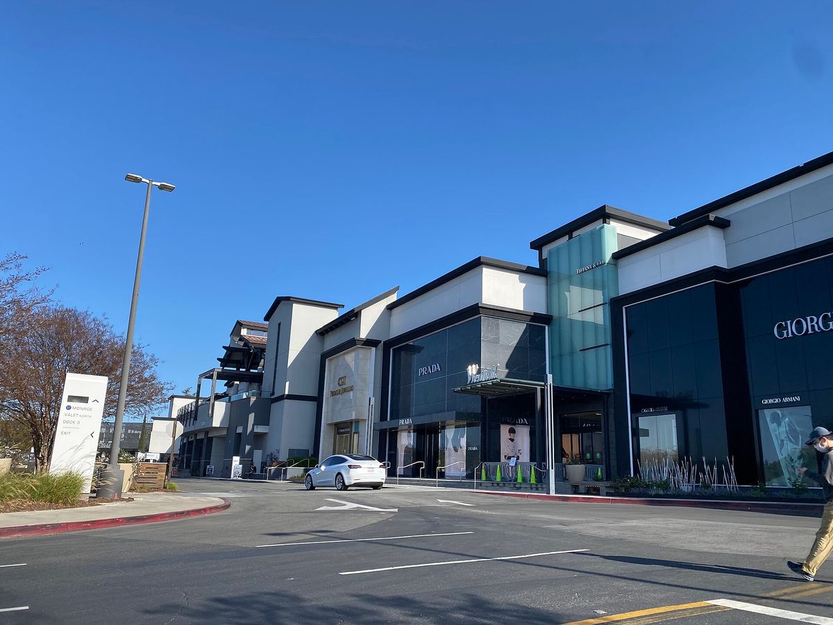 The outside of the Valley Fair expansion along a wide street