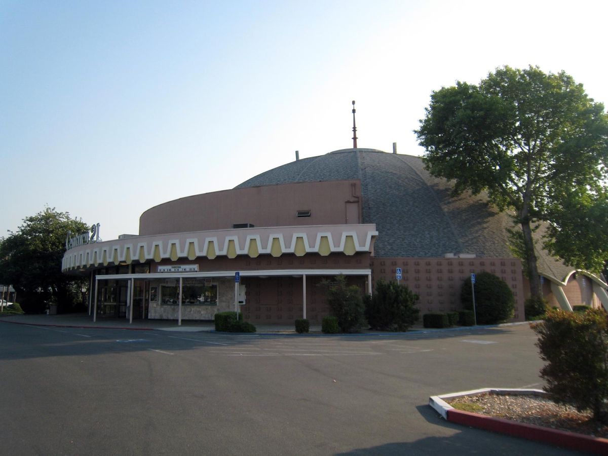 The Century 21 dome theater with its scalloped canopy and spire